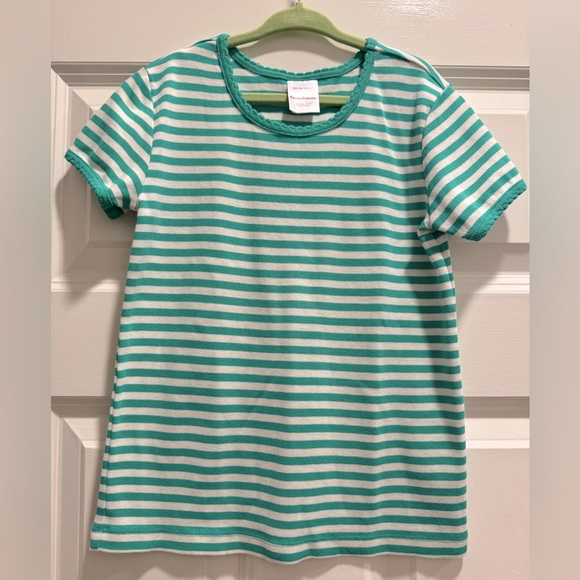 HANNA ANDERSSON EUC SZ 6-7Y Green Striped Pima Cotton Tee - Picture 2 of 4